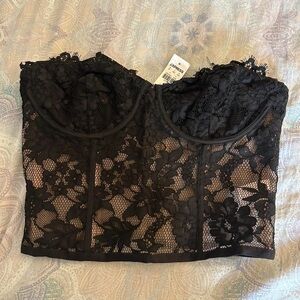 Express Black Floral Lace Top